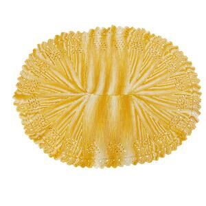 vintage yellow & orange ombre oval-shaped Doily handmade crochet home decor